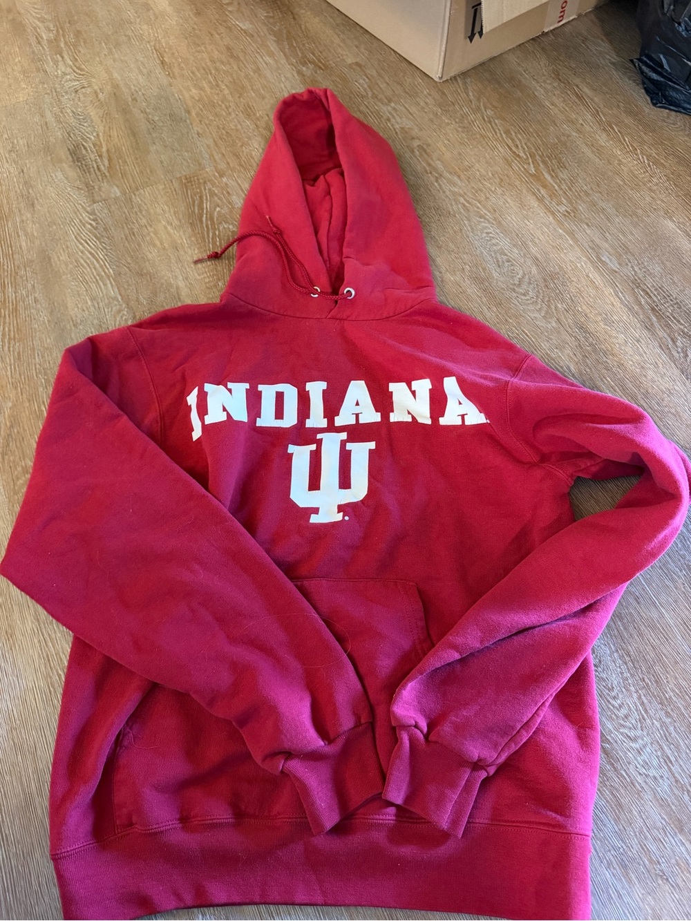 Champion Red Hooded Pullover with Logo Tag